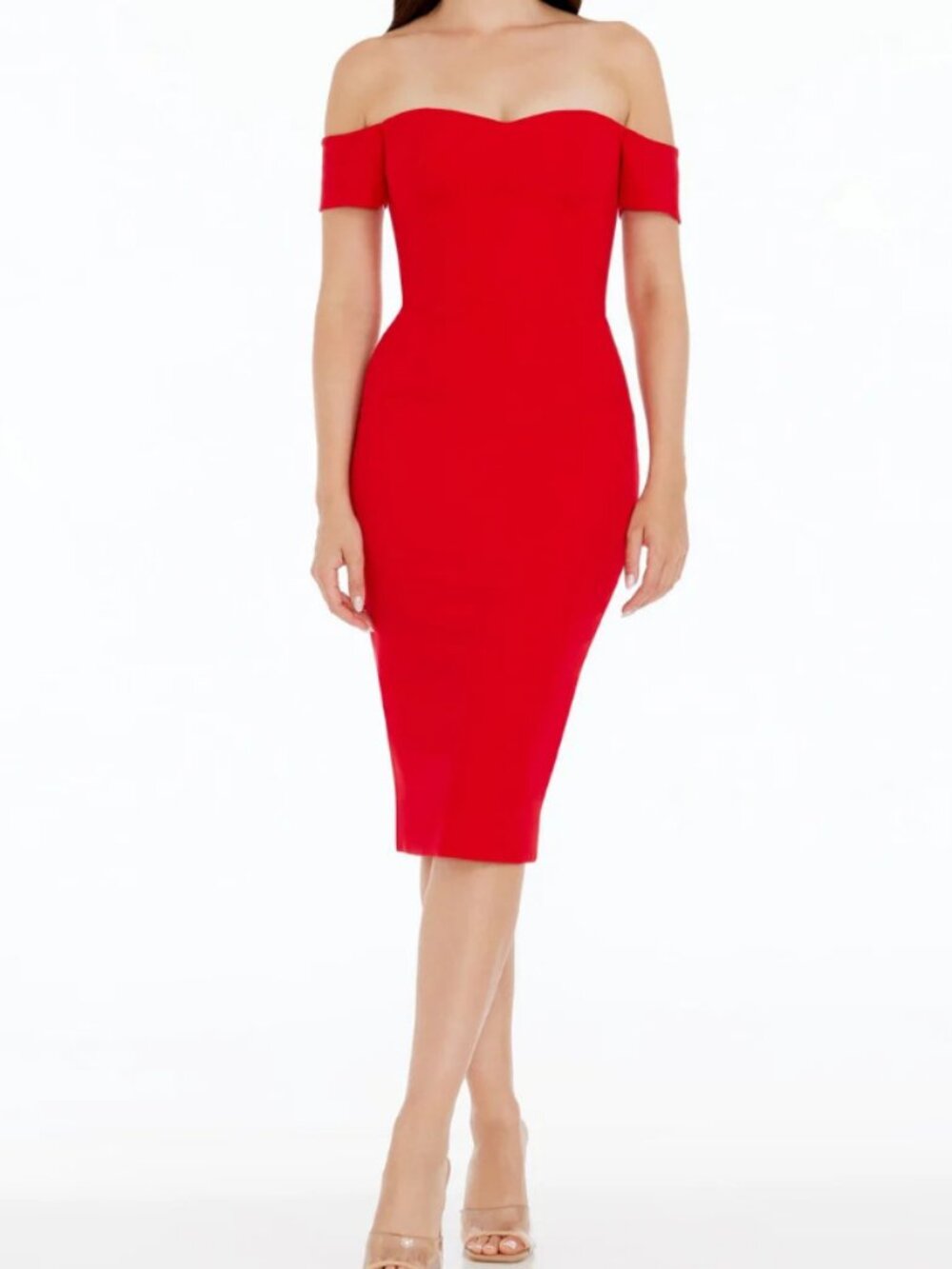 ✨Dress the Population Bailey Off-Shoulder Sheath Dress Rouge XL NWT